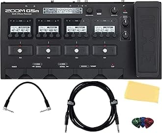 Zoom G5n Multi-Effects Processor with Expression Pedal for Bass Bundle with Picks, Gearlux Instrument Cable, Patch Cable and Austin Bazaar Polishing Cloth
