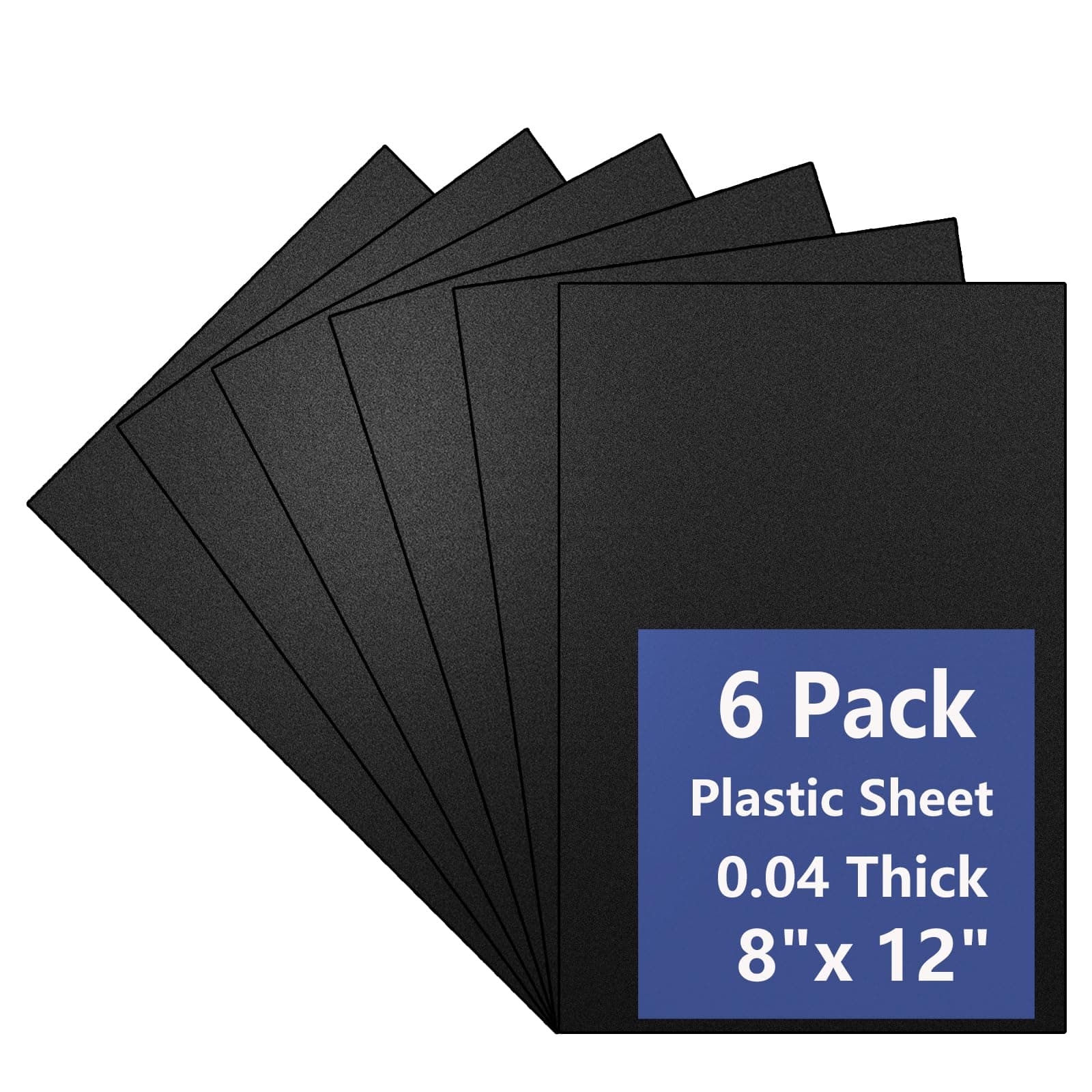 6 Pack Black Plastic Sheets, 8x12x0.04 In, High Strength Flexible Plastic Sheets for DIY, Art, Decor & Industrial Use