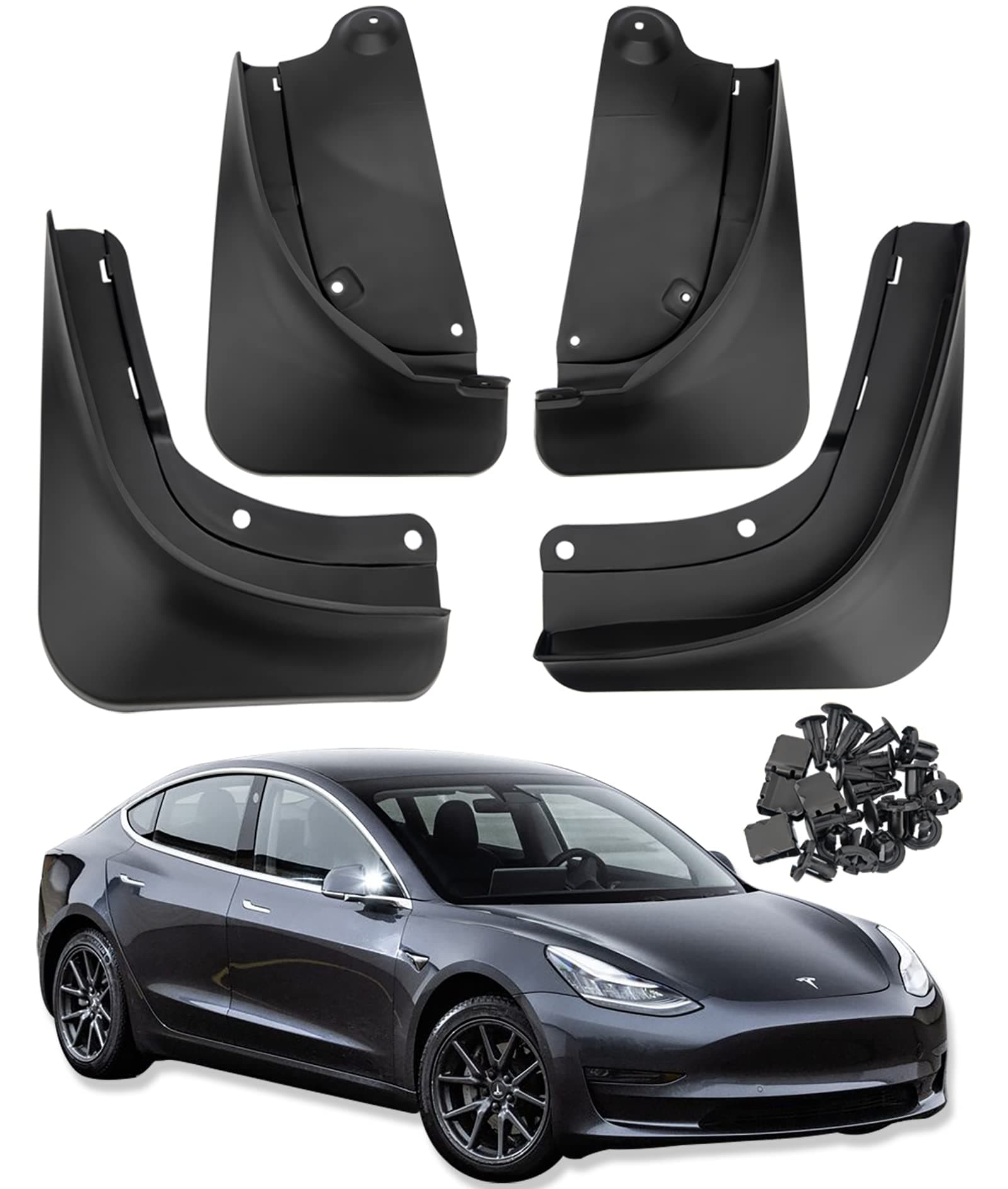 Mud Flaps Splash Guards for Tesla Model Y 2020 2021 2022 No Need to Drill Holes Upgraded Splash Guards Fenders (Set of 4)