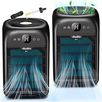 2-Pack Air Purifiers for Home Large Room Up to 908 Sq Ft Each One, HEPA Air Purifiers for Bedroom with Aromatherapy, HEPA Filter for Smoke, Pet Dander, 99.9% of 0.1 Microns Particles Black