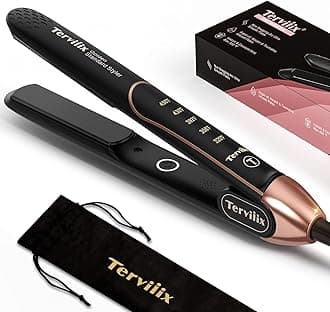 Terviiix Non-Snagging Ceramic Flat Iron Hair Straightener 1 inch, Plancha De Cabello,3X Less Damage Hair Straightener and Curler, 15s Fast Heating, 5 Adjustable Heats, Max 450°F