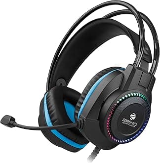 Zeb Jet USB Gaming Wired Headphone with Flexible Mic, Ear Cup with LED Lights, 40mm Neodymium Drivers Along with Extra Soft Ear Cushion for Comfort (Black + Blue)