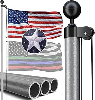 20FT Heavy Duty Flag Pole, 12-Gauge Aluminum, 100MPH Wind Tested | Extra Thick Residential & Commercial Flagpole Kit for Outside House – Includes USA Flag & All Hardware to Fly Two Flags