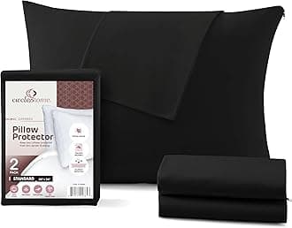 CirclesHome Pillow Protectors 2 Pack Standard Zippered - 100% Cotton Breathable Pillowcases - Protects Pillows from Dirt, Dust and Debris (Standard - Set of 2 - 20x26)