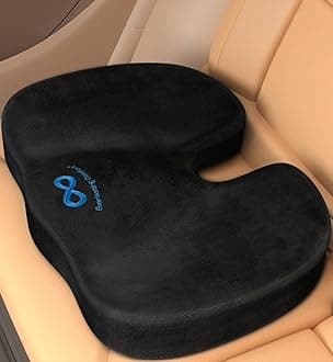 Everlasting ComfortMemory Foam Car Seat Cushion - Tailbone Pain Relief, Driving Seat Cushion for Short People - Office, Wheelchair, Gaming Chair, Travel - Non-Slip, Washable Cover