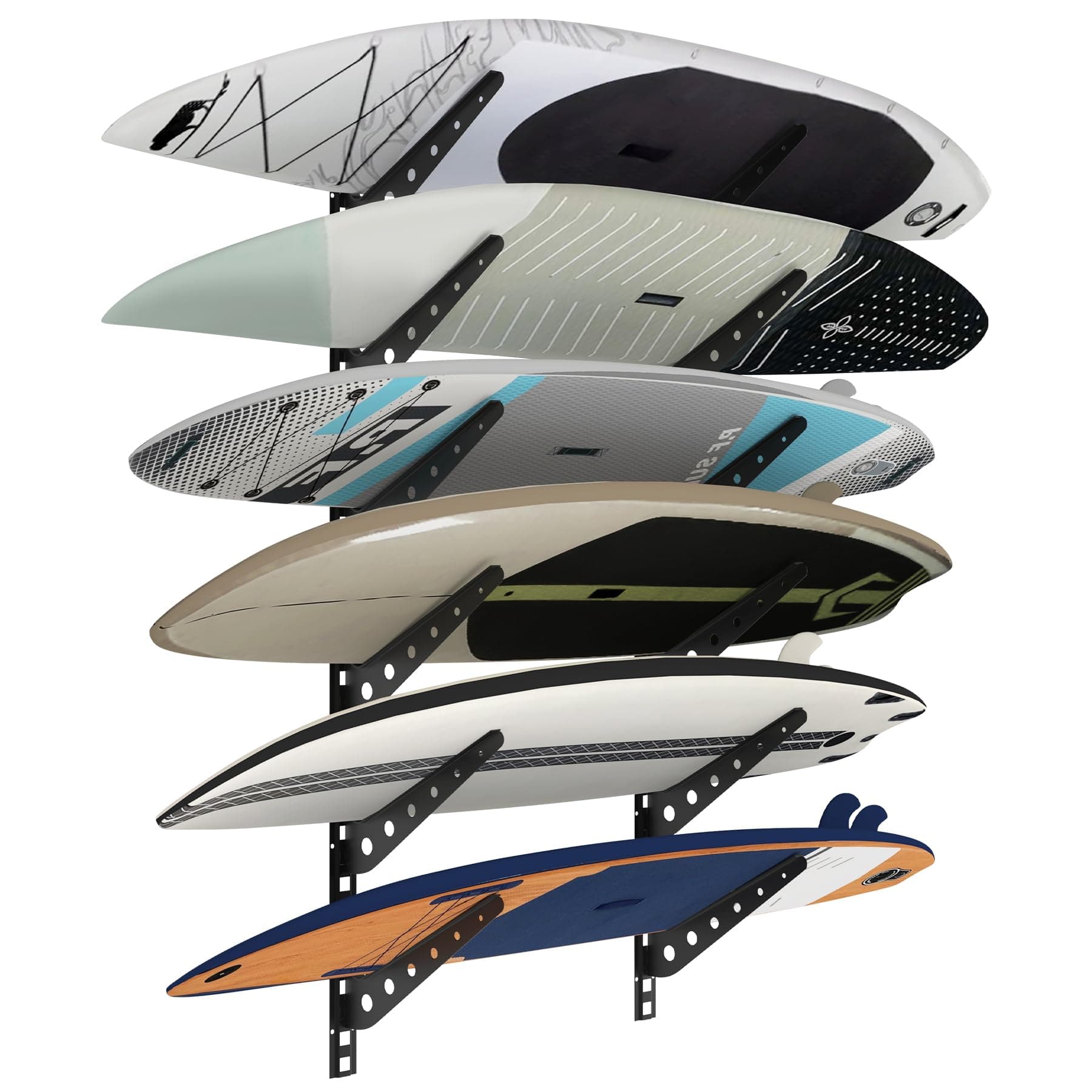2/3/4/6 Board Horizontal Surfboard Rack, Adjustable Surfboard Wall Mount Display, Surfboard Wall Rack Board Storage Mount System at Home and Garage