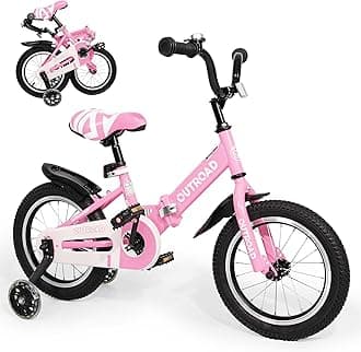Betterland Folding Kids Bike,14/16/18 Inch Children Bicycle with Training Wheels and Dual Handbrakes Toddler Sport Bicycle for 3-9 Years Old Boys and Girls