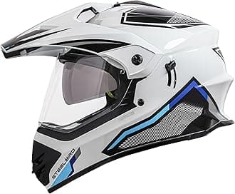 Racer Off Road ISI Certified Motocross Double Visor Full Face Graphic Helmet Outer Clear Visor and Inner Silver Sun Shield