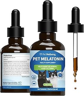 Pet Wellbeing Pet Melatonin for Cats - Vet-Formulated Holistic Feline Sleep Support - Healthy Sleep Patterns, Circadian Rhythm Balance - Cat-Safe Liquid Melatonin Supplement 2 oz (59ml)