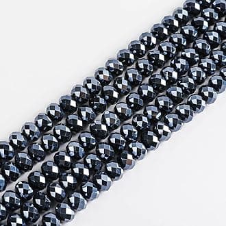 Novborcz8mm Black Rondelle Glass Beads for Jewelry Making 320pcs Faceted Briolette Shape Crystal Spacer Beads Assortments Supplies Accessories for Bracelet Necklace for Wholesale