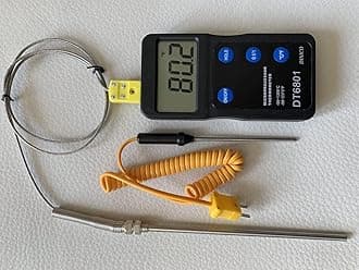 Kiln Oven Furnace Digital Pyrometer F,C for Pottery Ceramic Glass fusing Annealing PMC Metal Clay Beads Enameling Forges Sensor Probe Thermometer 6 Long 1800 Fahrenheit, DP-6801