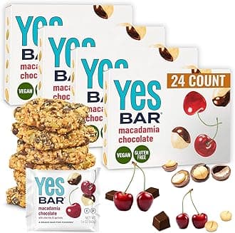 YES Nut Bars - Macadamia Chocolate - Soft Chewy Healthy Snack Bars Made with Organic Maple Syrup – Vegan, Paleo, Gluten Free, No Refined Sugar, Dairy Free, Plant Based Protein, Low Sugar - 24 Count