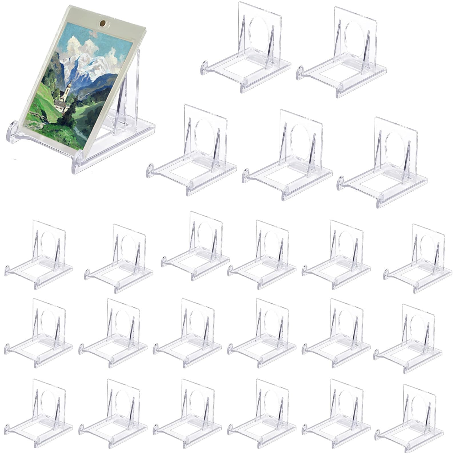 Clear Plastic Display Stand, 6.5*5*5.5cm Adjustable Acrylic Easel, Multifunctional Holder for Mobile Phones, Books, Photos (24 Pcs)