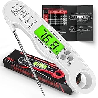 Meat Thermometer Digital - Fast Instant Read Food Thermometer for Cooking, Candy Making, Outside Grill, IP67 Waterproof Kitchen Thermometer with Backlight, Stocking Stuffers for Men - White