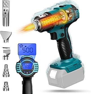 Cordless Heat Gun Compatible with Makita 18V Battery: LCD Digital Display - 350W 122℉-1022℉ Adjustable Portable Battery Powered Hot Air Gun for Shrink Tubing Crafts Vinyl Wrap (No Battery)