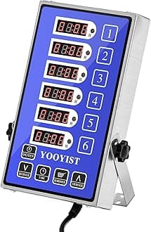 Precision Kitchen Timers for Cooking – 6 Channel Commercial Kitchen Timer Restaurant Kitchen Supplies – Stainless Steel Digital LED Chef Cooking Timer – Reminder Function, Loud Alarm, Blue