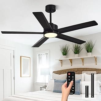 Concinseer Morden Ceiling Fans with Lights, 52 Inch Ceiling Fans with Remote Control for Bedroom Living Room Kitchen 5 Reversible Blades 6-Speed DC Motor