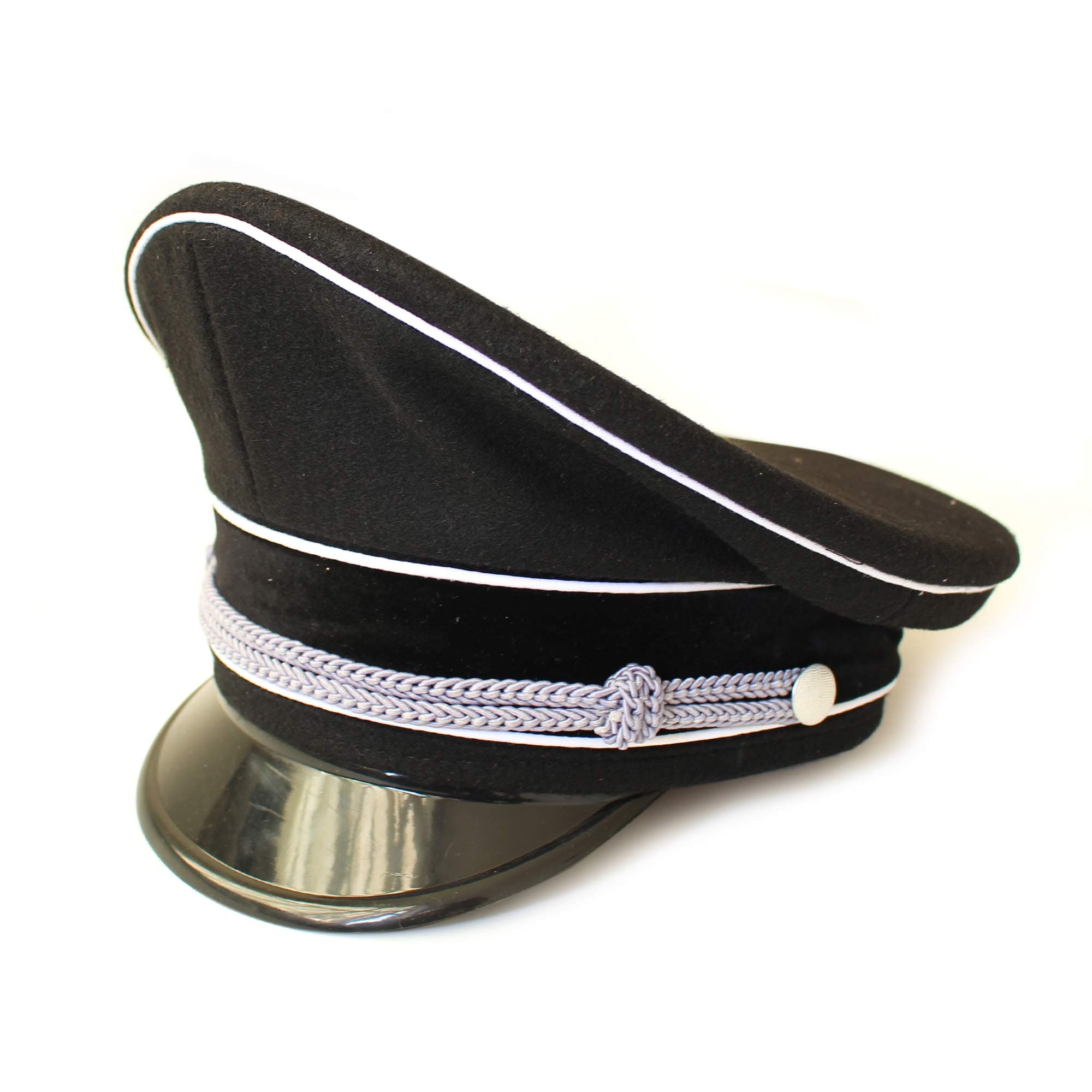 Collection German Officer Visor Hat Crusher Cap Black （60CM）