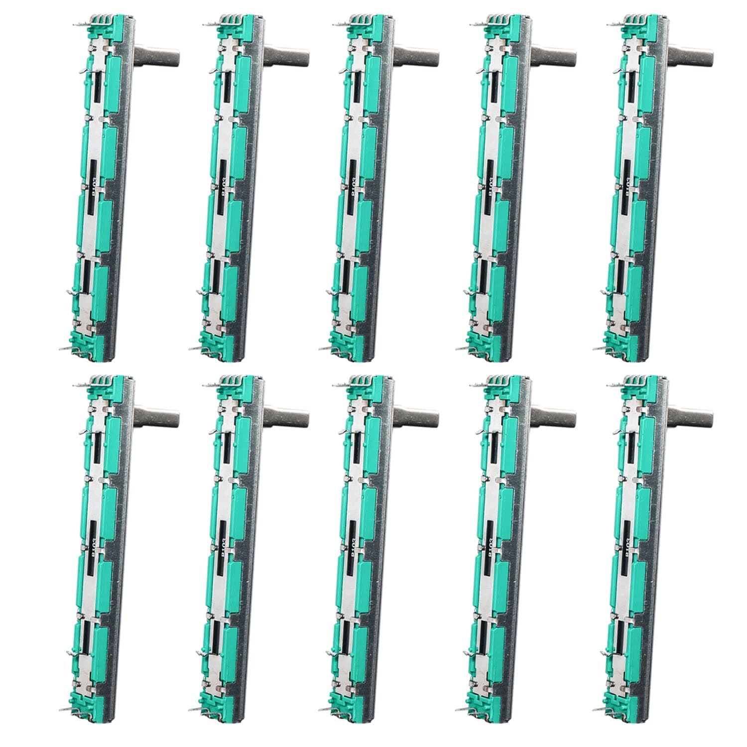 Taiss 10PCS 10K Double Linear Slide Potentiometer 75MM Volume Control Electronic Potentiometer B103-10K