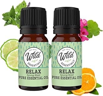 Wild Essentials Relax 100% Pure Essential Oil Synergy Blend 2 Pack - 10ml, Therapeutic Grade - Stress Ease, angst, Mood, Sleep, Calming, Mindfulness, Meditation, Made in The USA