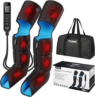 FIT KING Air Compression Leg Massager with Heat and Compression for Circulation and Pain Relief, Full Leg & Foot Massager for Swelling Edema RLS with Pressure Sensor LCD Display for Dad Mom Wife