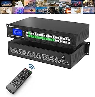 4K 16x16 HDMI Matrix 16 in 16 Out【Web Control】, 4K@30Hz HDMI Switcher Splitter Support Rack-Mount, EDID, HDCP, IR Remote Control, RS232, LAN Port, GUI