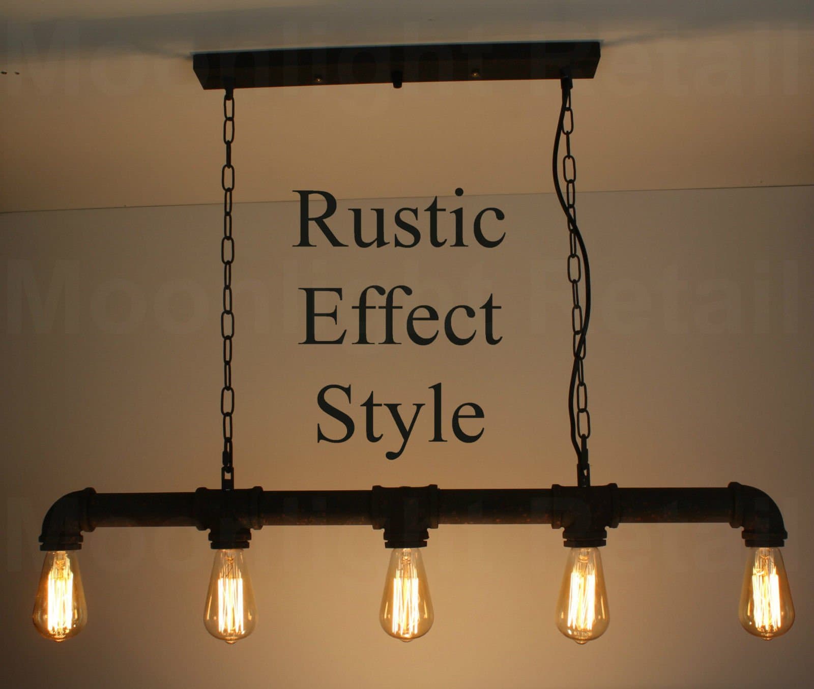 Industrial Steampunk Lighting Iron Pipe Edison Bulb Ceiling Bar Light with Chain - Rustic