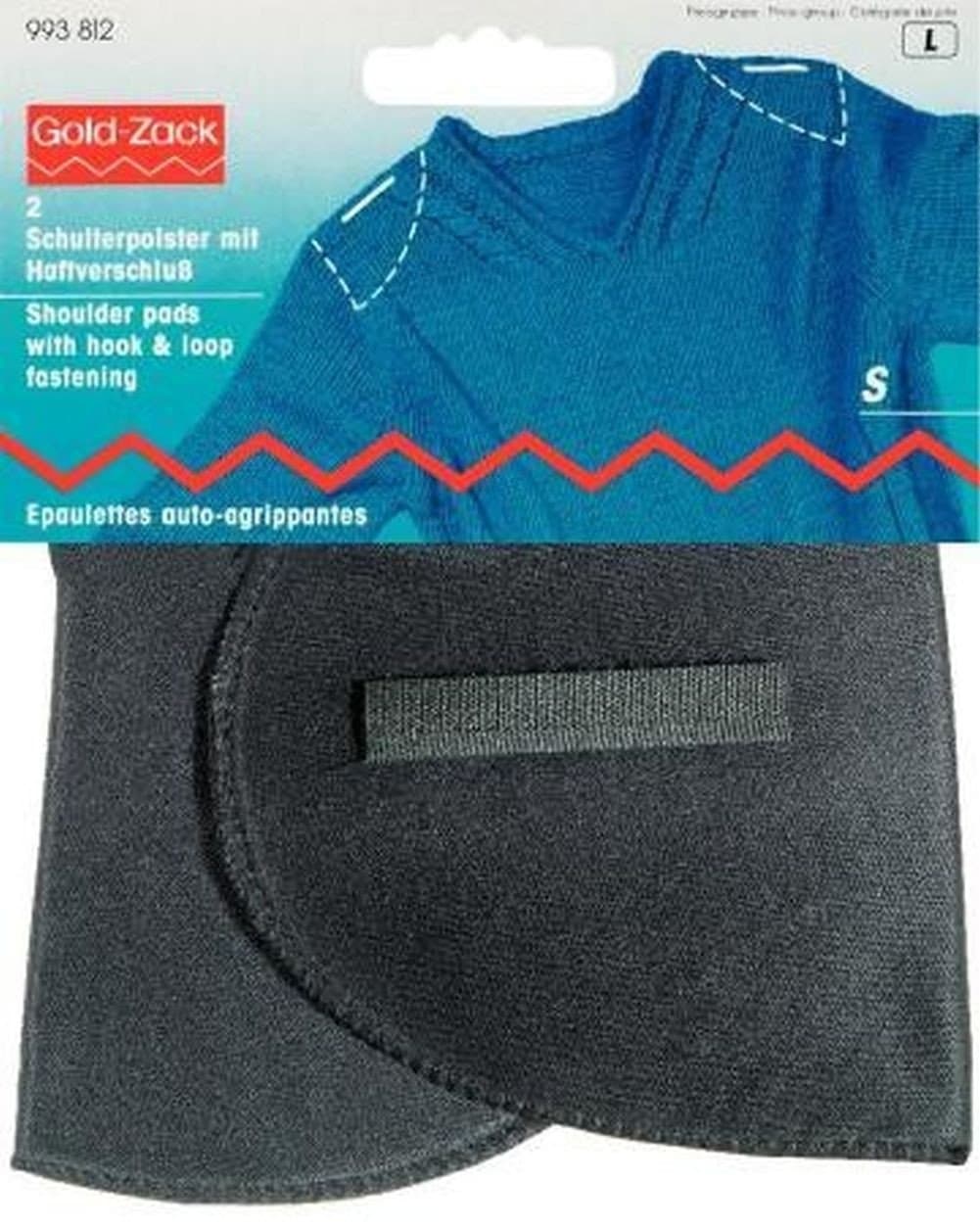 Prym Shoulder Pads Set-in with Hook and Loop Fastening Black S, S 125 x 100 x 12 mm, Schwarz, 2 Stück