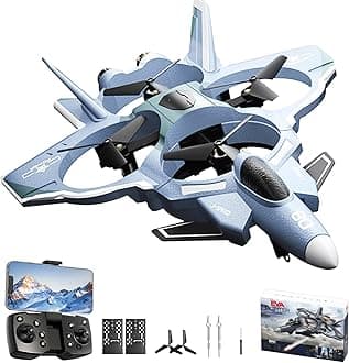 Remote Control Airplane,RC Fighter Jet, 2.4GHz 4CH RC Plane with 8K Camera, Foam RC Aircraft Glider 3D Flip, Altitude Hold, Gesture Photography Drone for Adults Teens Beginners Dark Grey