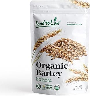 Food to Live Organic Hulled Barley, 1 Pound – Non-GMO, 100% Whole Grain, Kosher, Vegan, Bulk. Suited for Home Brewing, Grinding. High in Fiber. Great for Chili, Hot Cereal, Salads, Soup