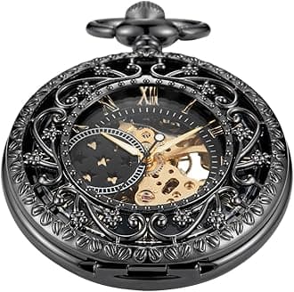 Vintage Mechanical Men's Pocket Watch, Roman Dial Clock Hand Wind Pocket Watch for Men with FOB Chain