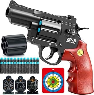 Toy Gun Soft Bullet Pistol Foam Blaster, Shooting Game Education Realistic Revolver Model Fake Guns, a Surprise Gift for Boys Teens Birthday Christmas (Black Brown)
