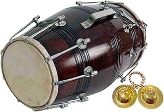 GT manufacturers Wooden Musical Instrument Dholak Drum Nuts & Bolt Design1 (Brown)