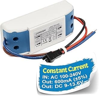 Chanzon LED Driver 600mA (Constant Current Output) 9V-13.6V (Input 100-240V AC-DC) (3-4) x3W 9W 12W Power Supply 600 mA Lighting Transformer Drivers for High Power COB Light Lamp Bulb (Plastic Case)