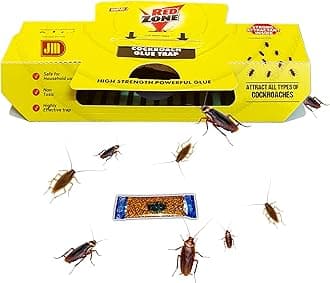 JM Cockroach Glue Traps with Free Bait - The Powerful Super Hit Roach Catcher | Non-Toxic, Safe for Kids & Pets | No.1 Cockroach Glue Trap (25)