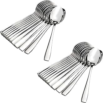 24 Pieces Stainless Steel Spoons Set, Dinner Spoon Length 16cm, Food Grade Silverware for Home & Kitchen- Mirror Polished, 24 Silver Spoons, 24PARAGIMPBABY