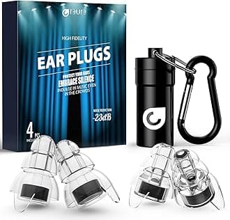 High Fidelity Concert Ear Plugs, Noise Cancelling Silicone Ear Plugs 2 Pairs Great for Concerts Loud Music, Musicians, Motorcycles, Airplanes, Raves, Hearing Protection -20 dB