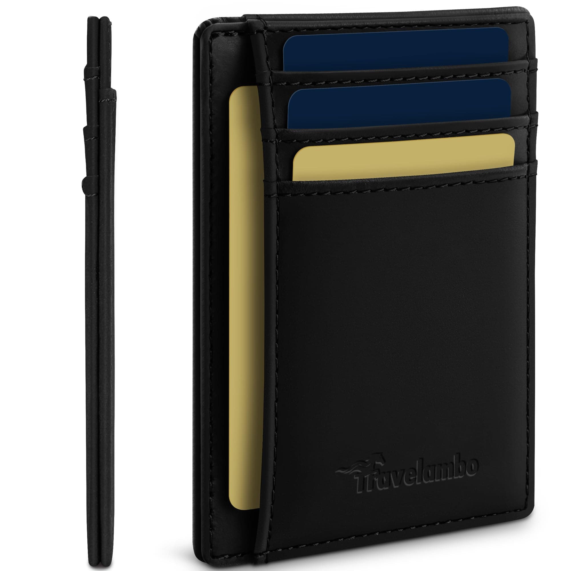 Front Pocket Minimalist Leather Slim Wallet RFID Blocking Medium Size