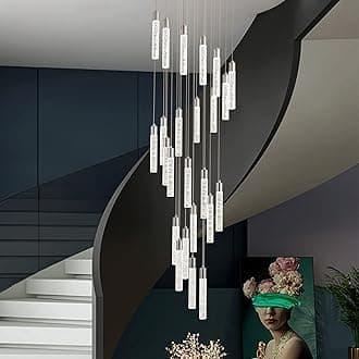 24-Light LED Modern Crystal Chandeliers, Large Long Foyer Chandeliers for High Ceilings, 78" High Dimmable Ceiling Chandelier Pendant Lights Crystal Drop Light for Living Room Foyer Hallway Staircase