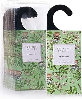 ROSE COTTAGE Large 12 Packs Jasmine Hanging Closet Deodorizer Air Freshener Long Lasting Scented Sachets Smell Goods for House