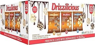 Drizzilicious Mini Rice Cakes Variety Pack - Rice Crisps, Healthy Snack for Adults and Kids, Flavored Rice Cakes, Vegan, Gluten Free, Allergen Free, Only 90 Calories Per Bag - .74 oz (Pack of 32)