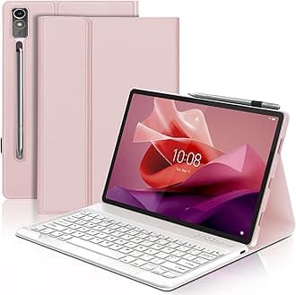 Keyboard Case for Lenovo Tab P12 12.7", Magnetically Detachable Wireless Bluetooth Keyboard with Slim Protective Cover for Lenovo Tab P12 12.7 Inch 2023 Tablet, Pink