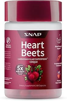 – Snap Supplements Heart Beets Capsules with CoQ10, Cardiovascular Support Supplement for Men & Women, Superfood Made with 5X More Beets, Heart Health, Circulation & Cholesterol Support, 60 Capsules