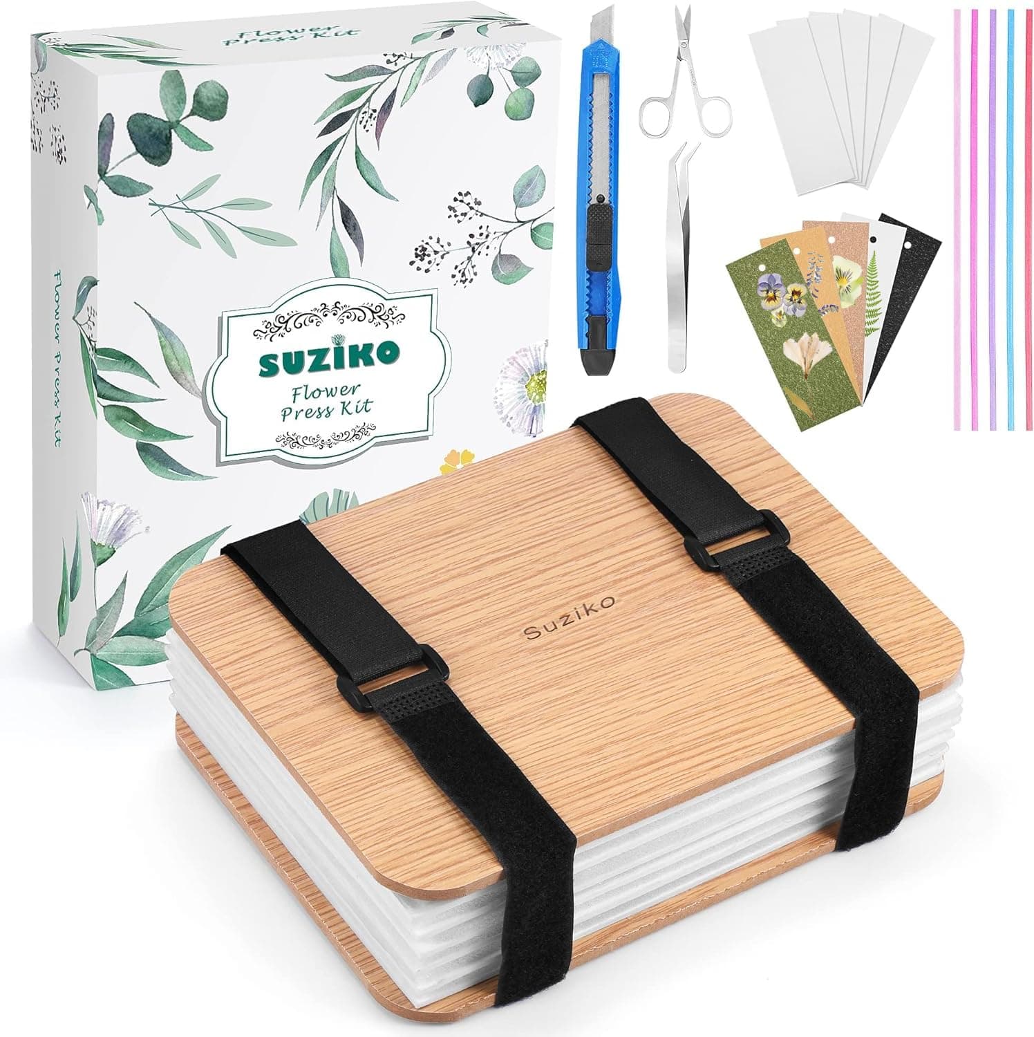 Flower Press Kit, Leaf Press, 6-Layer 6.3 x 8.3 inch, Non-Foldable, Adults & Kids (Light Brown Wood)
