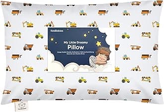 Toddler Pillow with Pillowcase - 13x18 My Little Dreamy Kids Travel Bed Pillows for Sleeping, Organic Cotton Small Pillowcase, Soft & Breathable, Machine Washable, Toddlers 2-5 years old(Construction)