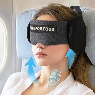 - Travel Pillows for Airplanes, Plane Pillow with Eye Mask for Long Flights Sleeping, 360° Support Airplane Head Strap Compact Flight Essentials for Travel Sleep Neck Upright, Stop Bobblehead (Grey)