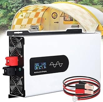 5000W Pure Sine Wave Power Inverter for Homes DC to AC Voltage Converter with LCD Display & 2 AC Outlet, for Home/RV/Truck/Car/Camping/Solar 72V to 110V