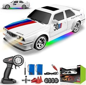 Remote Control Cars 1:16 Scale RC Drift Car 2.4Ghz 30KM/H High Speed 4WD RTR Racing Car with Drift Tires LED Lights 2PCS Rechargeable Batteries RC Sport Cars Toys for Adults Boys Girls Kids Gift