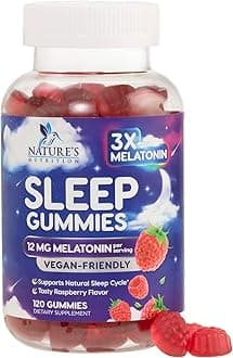 Melatonin Sleep Gummies - 12mg Per Serving - Extra Strength Sleep Support Melatonin Gummy for Adults - Vegan Sleeping Gummy Supplement to Support Restful Sleep - Tasty Berry Flavor - 120 Gummies