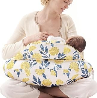 Pioneering Safety Fence Nursing Pillow for Breastfeeding- Wider Feeding Pillows for More Support for Mom & Baby- Easier Nursing & Hand Free- Fit for All, Removable Cotton Cover